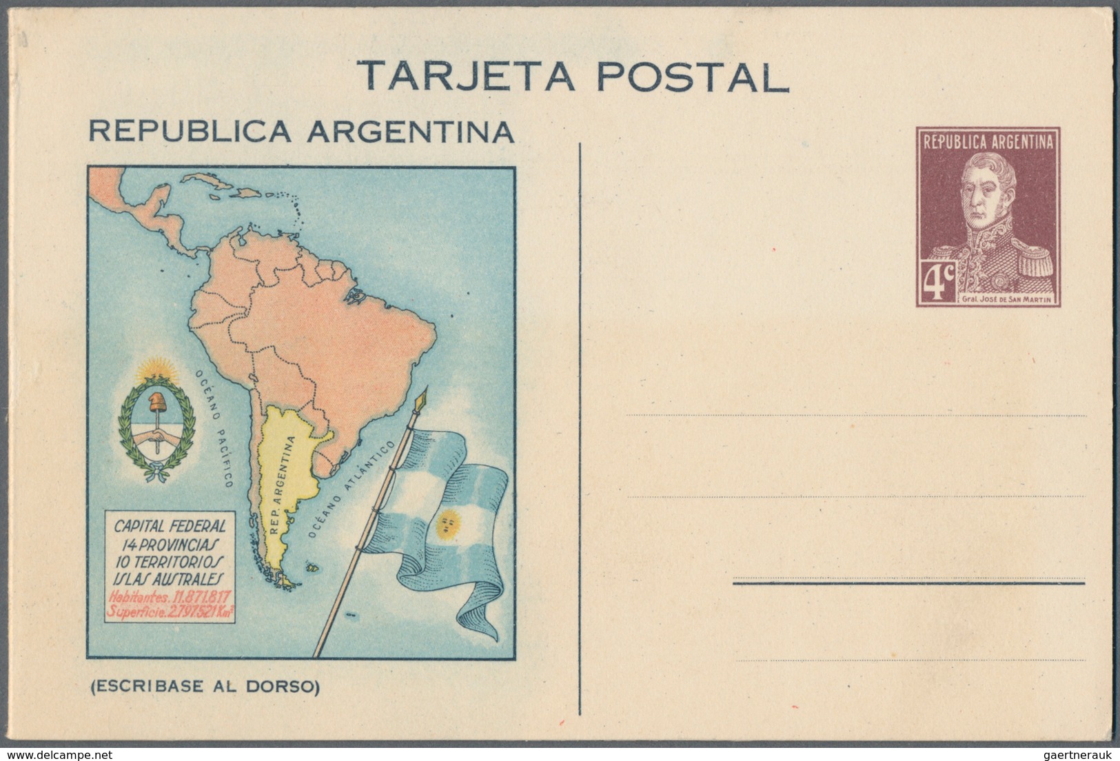 Argentinien - Ganzsachen: 1896/1982 holding of ca. 90 almost exclusively unused pictured postal stat