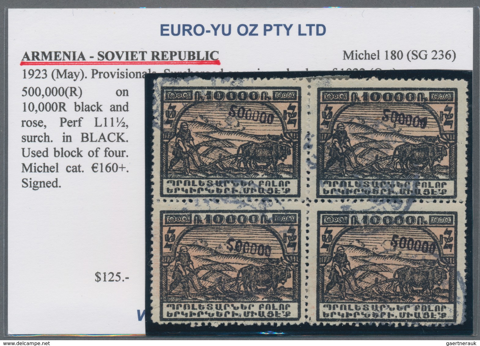 Armenien: 1919/1923, mint and used assortment of 30 stamps on retail cards, comprising unissued defi