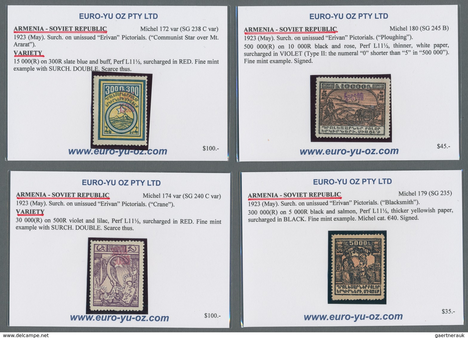 Armenien: 1922/1923, Overprints, Lot Of Apprx. 70 Stamps Incl. Blocks Of Four And Double Surcharges, - Armenien