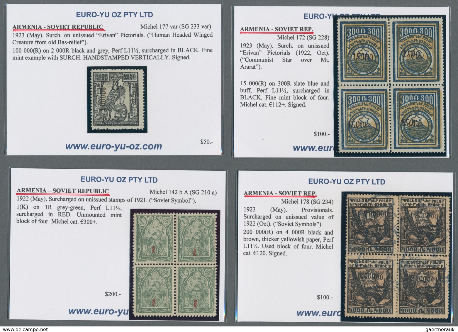 Armenien: 1922/1923, Overprints, Lot Of Apprx. 70 Stamps Incl. Blocks Of Four And Double Surcharges, - Armenien