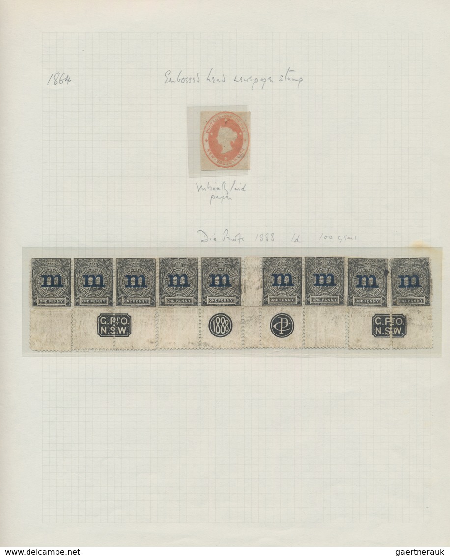 Neusüdwales: 1864/1910 (ca.), Miscellaneous/Back Of Book Lot On Album Pages, Comprising E.g. 1888 Di - Lettres & Documents