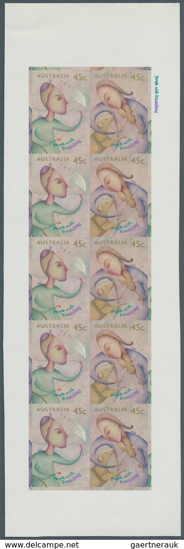 Australien: 1995/96, Big lot IMPERFORATED stamps for investors or specialist containing 4 different