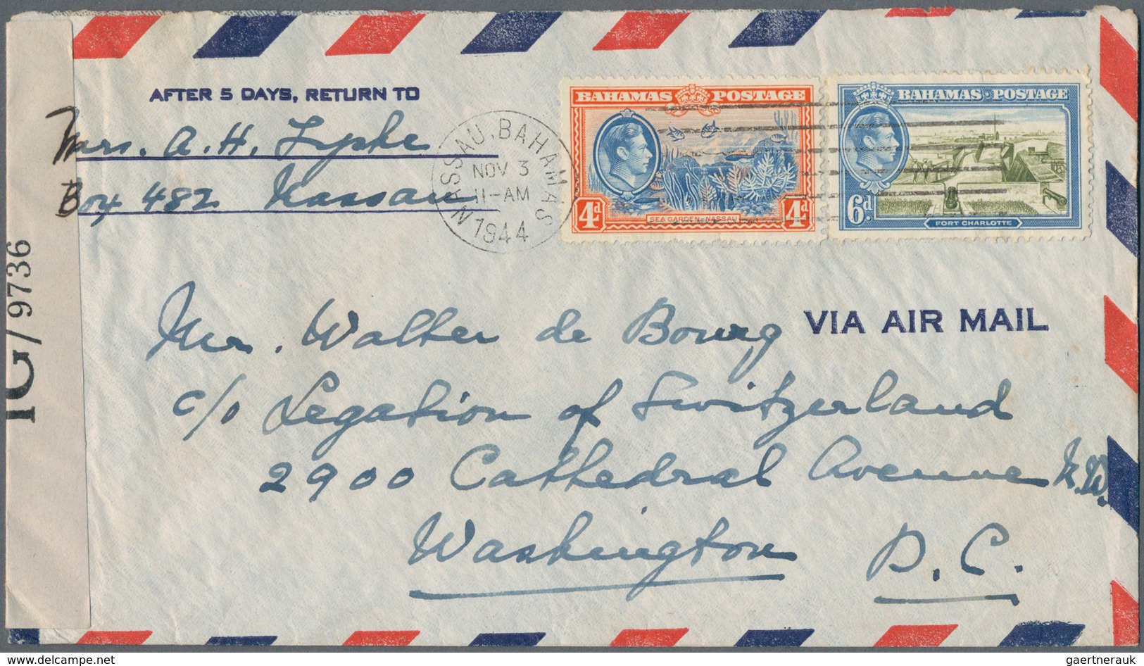Bahamas: Starting 1894 Ca. 340 Letters, Picture-postcards, Postal Stationery (unfolded Aerograms, Us - 1963-1973 Autonomía Interna