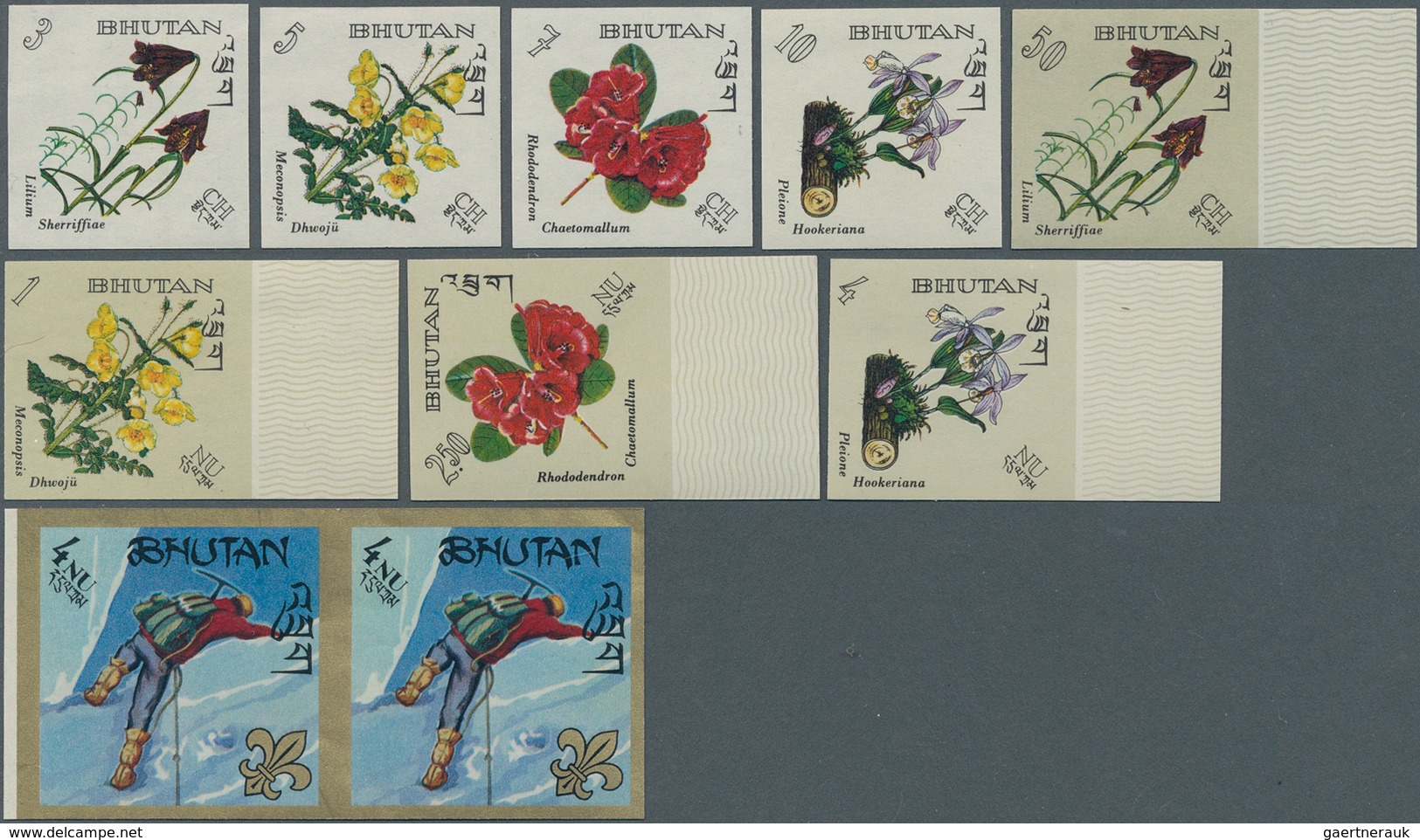 Bhutan: 1966/1971, Lot Of 14.735 IMPERFORATE Stamps And Souvenir Sheets MNH, Showing Various Topics - Bhoutan