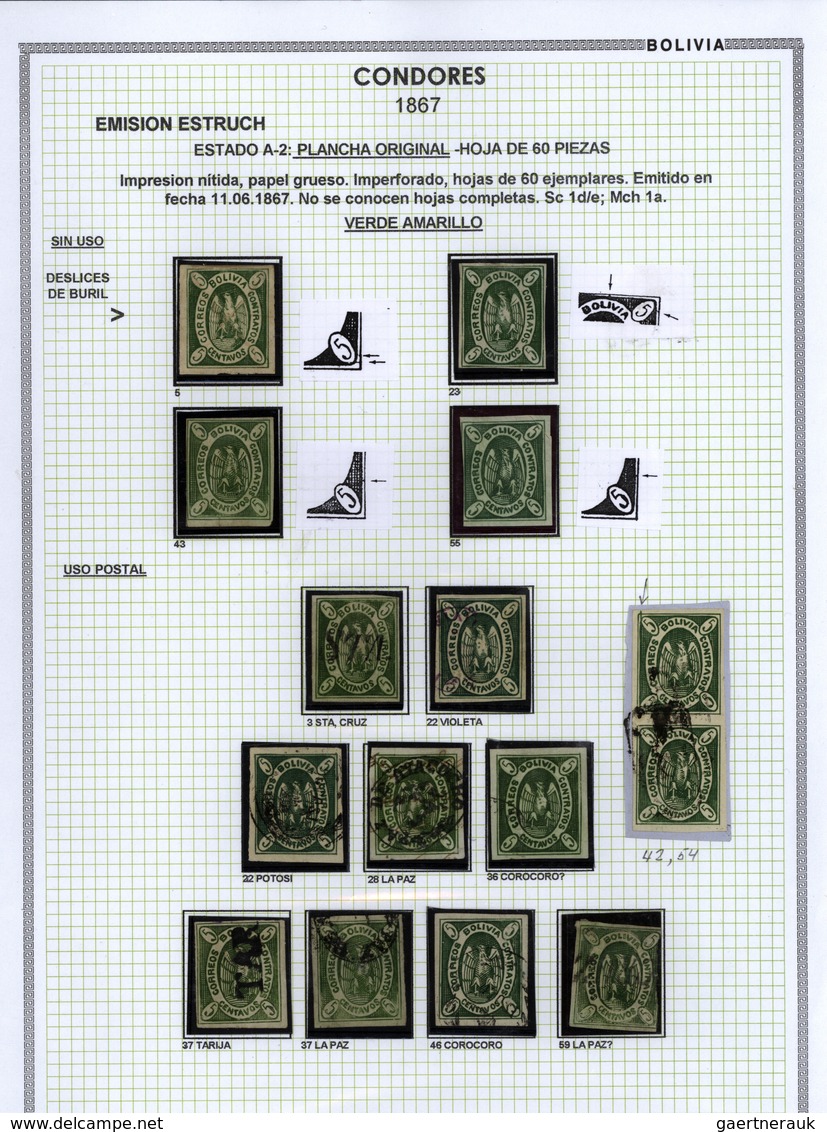 Bolivien: 1867: THE CONDOR ISSUE: A Scarce And Unique Special Collection Of A Most Exciting Classica - Bolivia