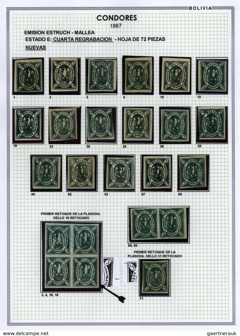 Bolivien: 1867: THE CONDOR ISSUE: A scarce and unique special collection of a most exciting classica