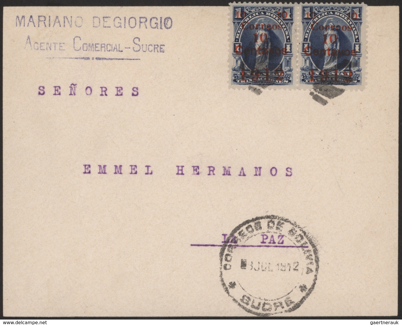 Bolivien: 1912/62 (ca.) Covers (30 Inc. One Front, Sample Of No Value Reg. To Swiss) And Mint Statio - Bolivien