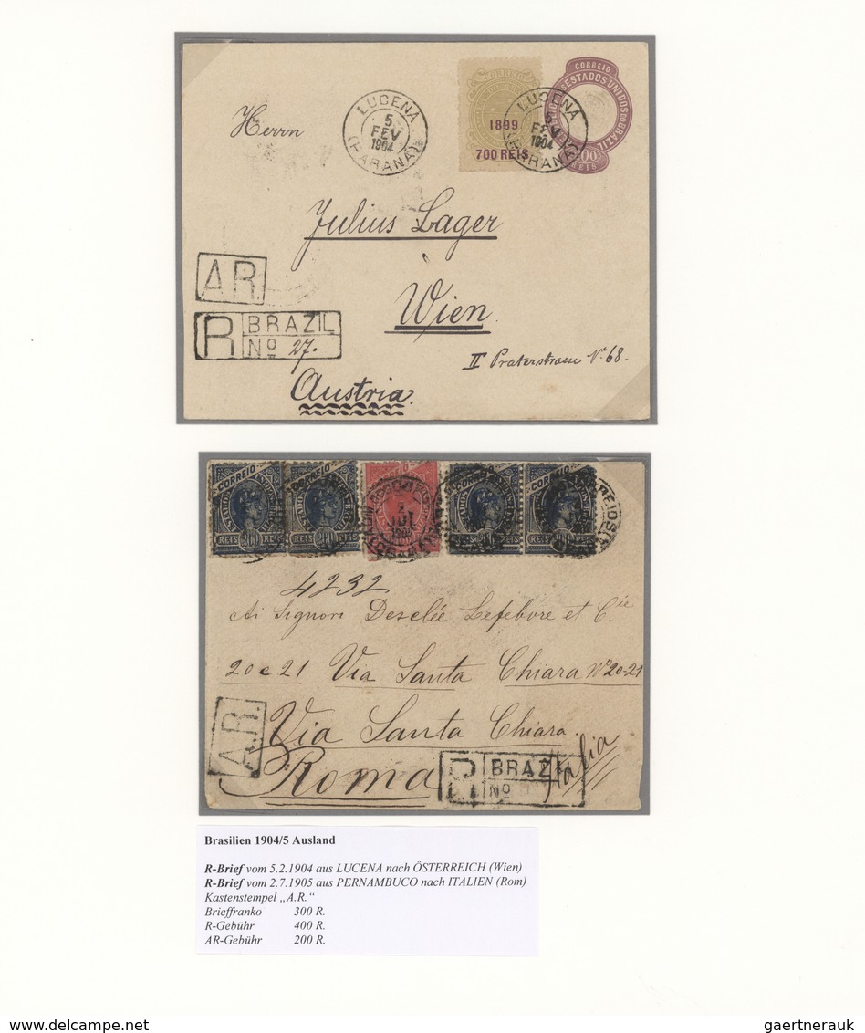 Brasilien: 1894/1950, AVIS DE RECEPTION, collection of 18 covers/cards plus two receipt forms, incl.