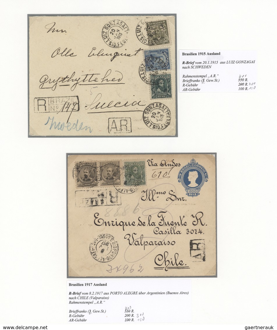 Brasilien: 1894/1950, AVIS DE RECEPTION, collection of 18 covers/cards plus two receipt forms, incl.
