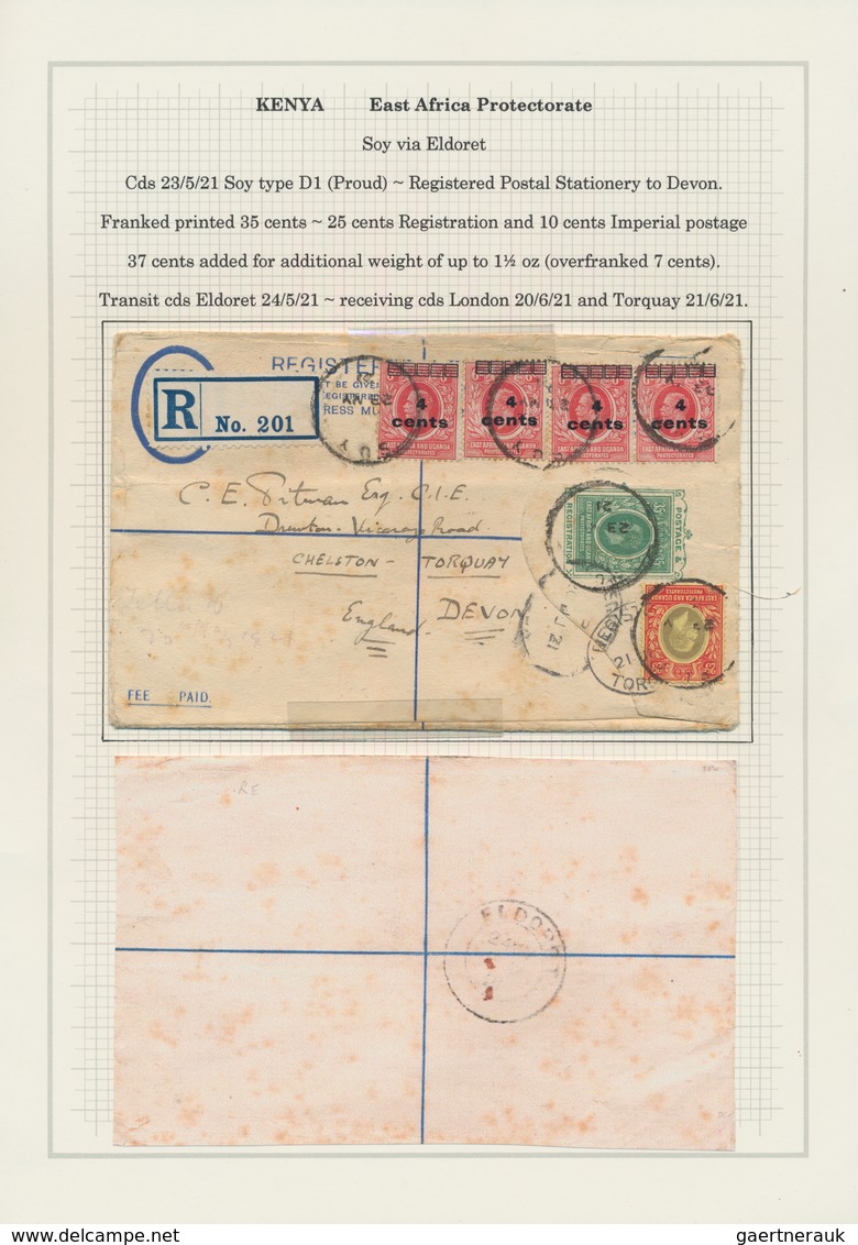 Britisch-Ostafrika und Uganda: 1911/1921, comprehensive collection with 34 covers, cards and station