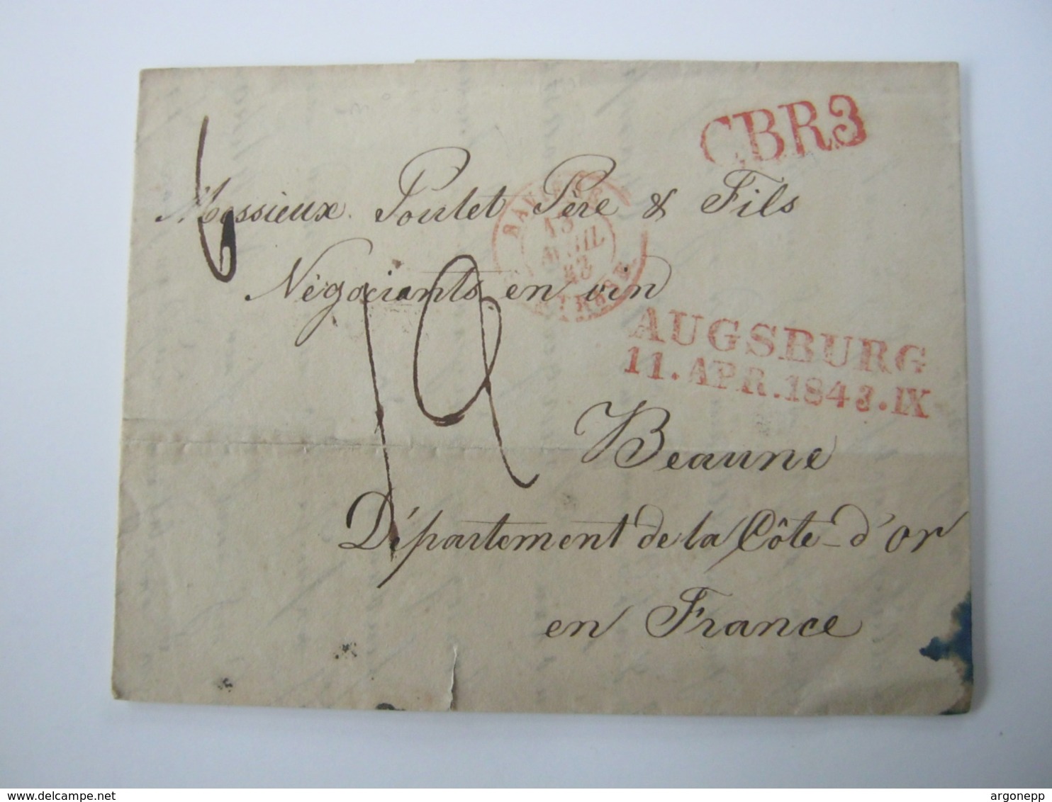 1848 , Brief Mit Inhalt Von Augsburg Nach Frankreich , Transitstempel  CBR3 - Other & Unclassified