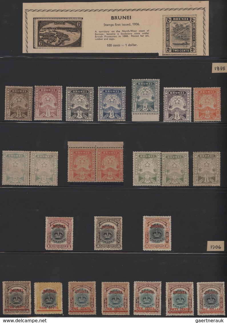 Brunei: 1895-1947: Collection Of Hundreds Of Mint And Used Stamps Plus Three Covers, With Several Se - Brunei (1984-...)