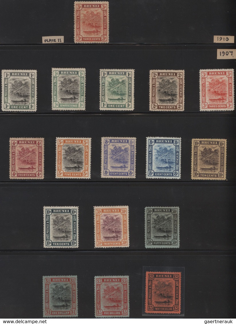 Brunei: 1895-1947: Collection Of Hundreds Of Mint And Used Stamps Plus Three Covers, With Several Se - Brunei (1984-...)