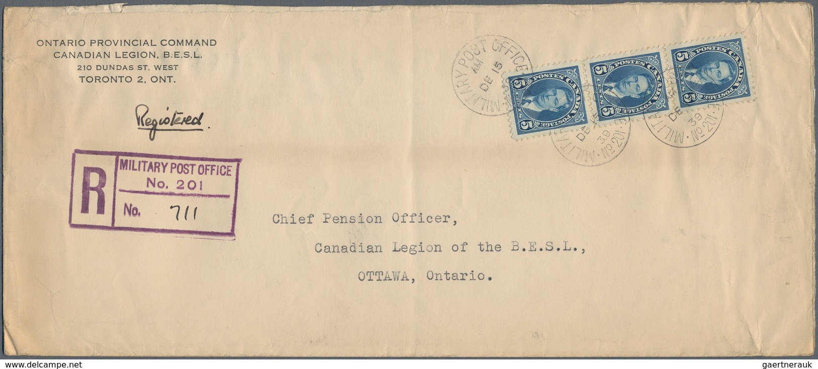 Kanada: 1941/45 Ca. 290 Letters, Cards And Covers, Fieldpost Incl. Canadian Forces Abroad, Service L - Colecciones