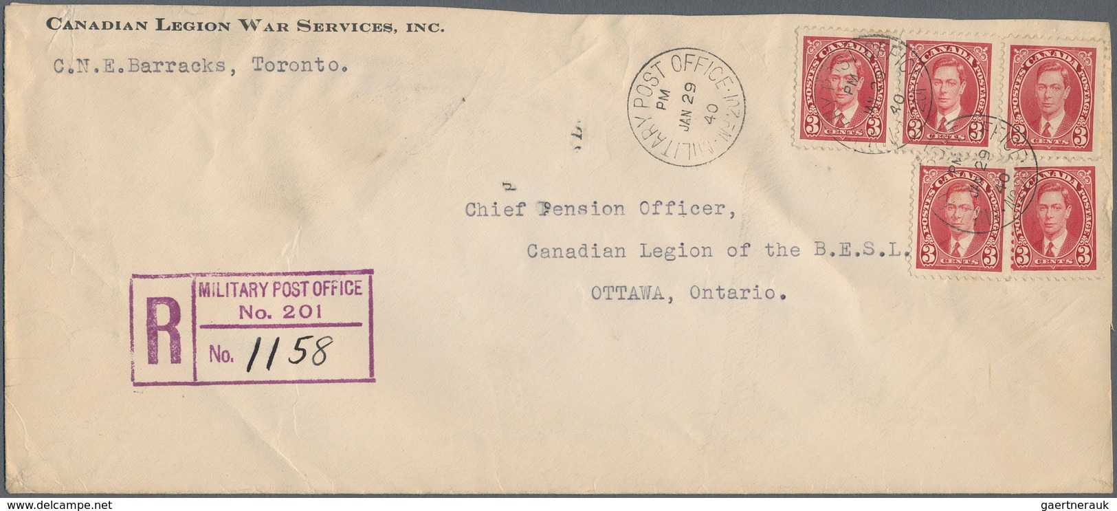 Kanada: 1941/45 Ca. 290 Letters, Cards And Covers, Fieldpost Incl. Canadian Forces Abroad, Service L - Colecciones