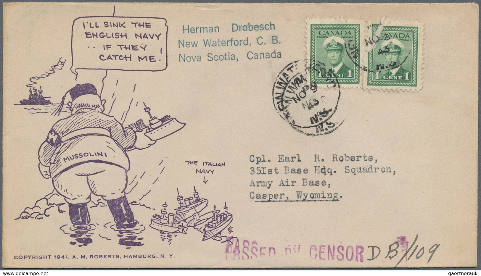 Kanada: 1941/45 Ca. 290 Letters, Cards And Covers, Fieldpost Incl. Canadian Forces Abroad, Service L - Colecciones