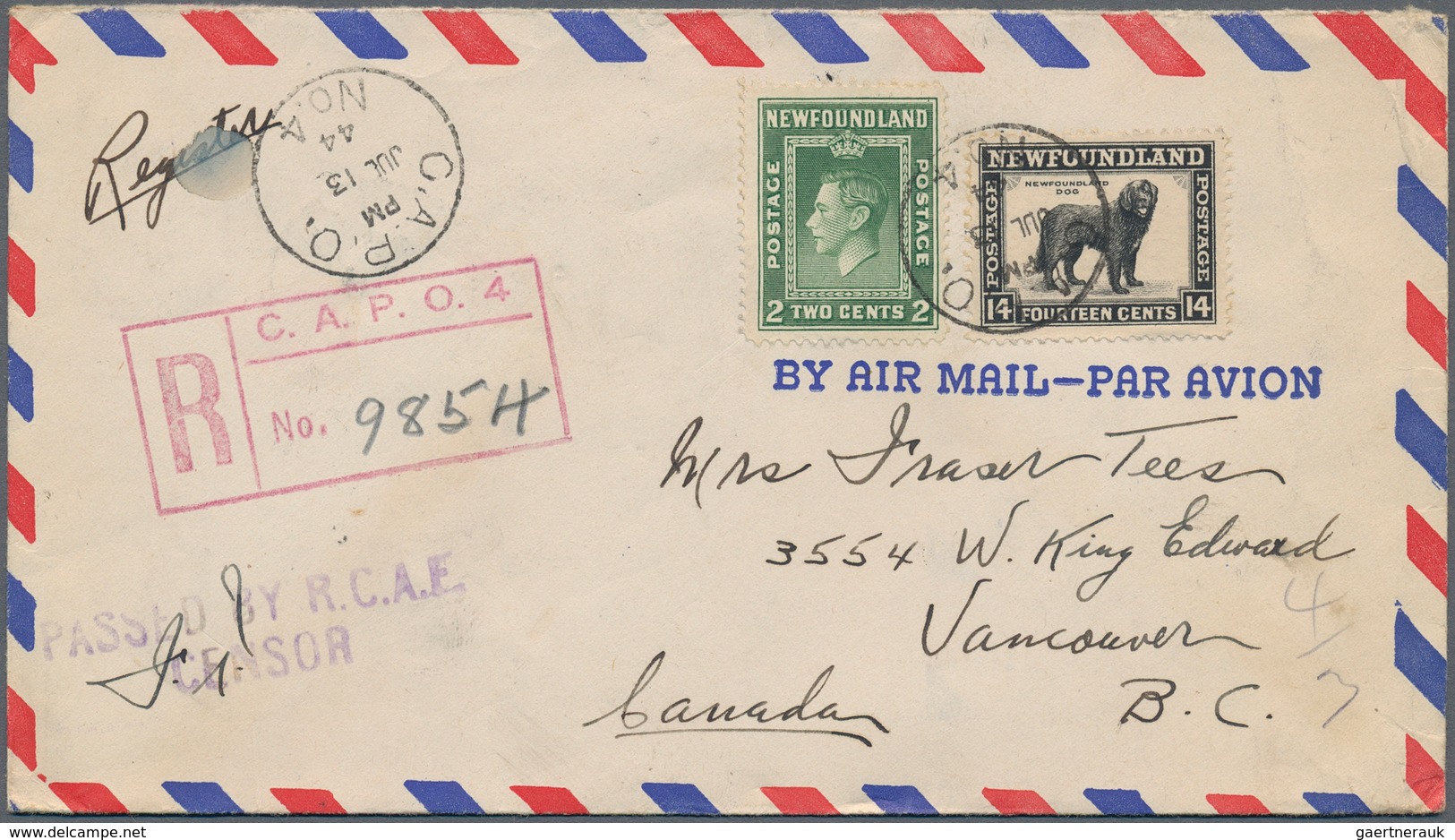 Kanada: 1941/45 ca. 290 letters, cards and covers, fieldpost incl. Canadian forces abroad, service l