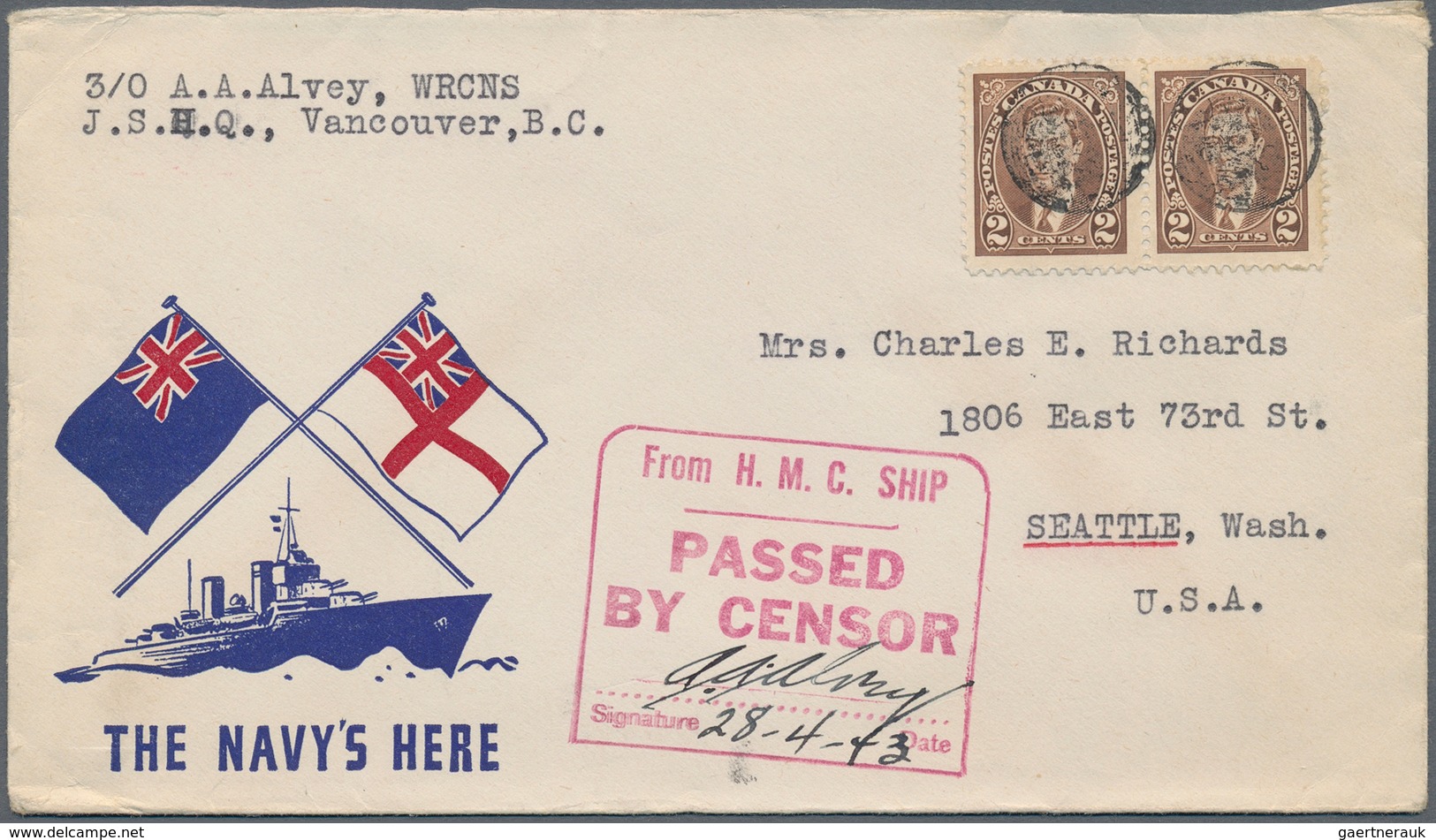 Kanada: 1941/45 ca. 290 letters, cards and covers, fieldpost incl. Canadian forces abroad, service l