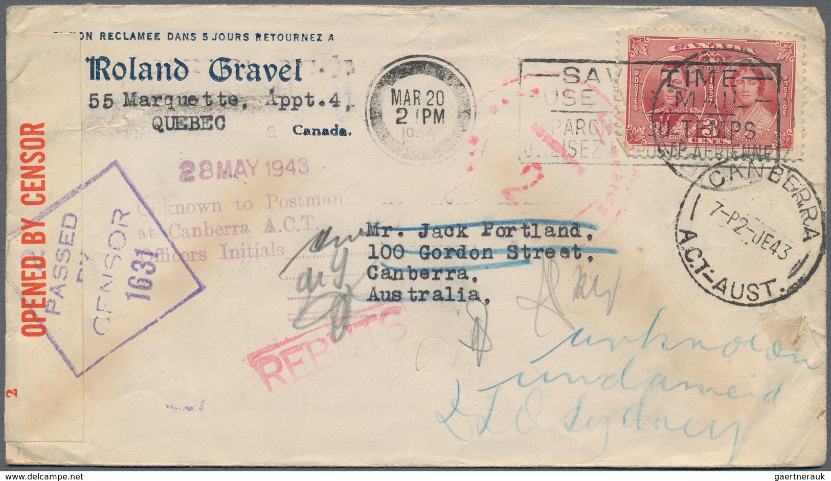 Kanada: 1941/45 ca. 290 letters, cards and covers, fieldpost incl. Canadian forces abroad, service l