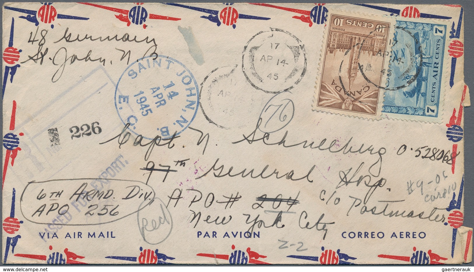 Kanada: 1941/45 ca. 290 letters, cards and covers, fieldpost incl. Canadian forces abroad, service l