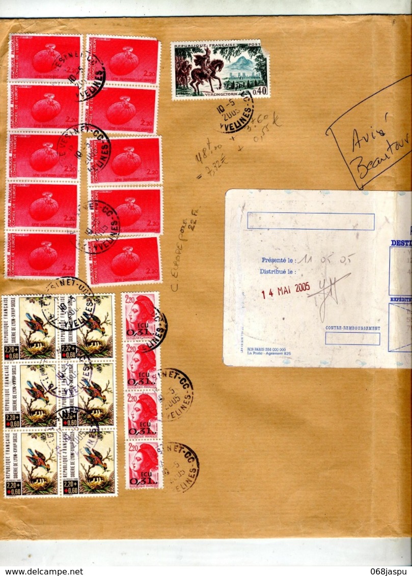 Lettre Recommandée Vesinet Sur Conseil Europe Soierie  Ecu Plié - Manual Postmarks