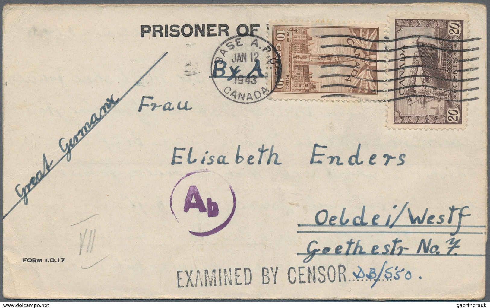 Kanada: 1941/54 (ca.) Holding Of About 670 Letters And Cards Of Prisoners Of War And The Field Post, - Sammlungen