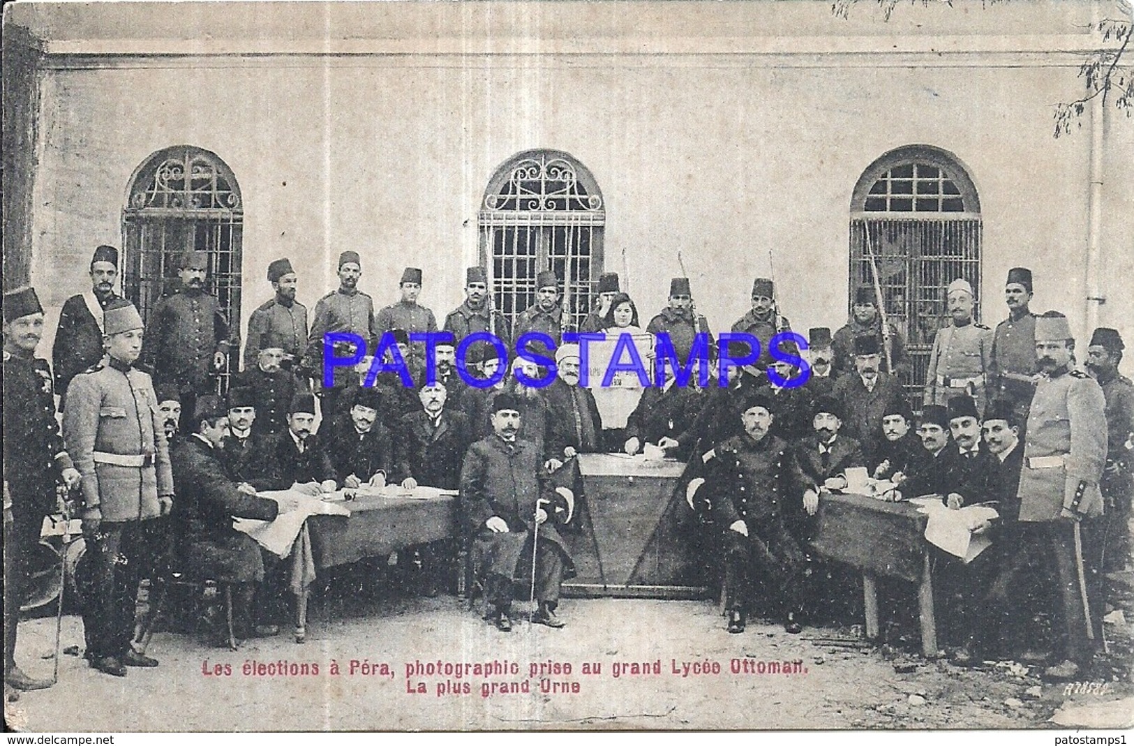 120353 TURKEY THE ELECTIONS IN PERA PHOTOGRAPHY TAKEN AT THE GREAT LYCEE OTTOMAN THE LARGEST URN POSTAL POSTCARD - Turquie