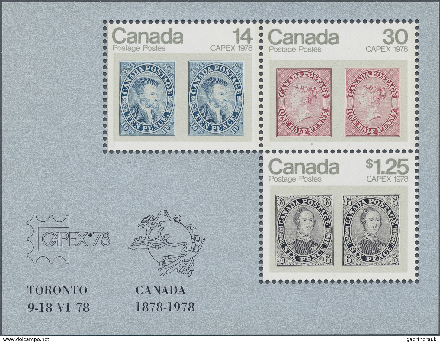 Kanada: 1978, CAPEX '78, Mi.no. Bl.1, 4.600 Copies Of This Souvenir Sheet Mint Never Hinged. Mi.cat. - Collections