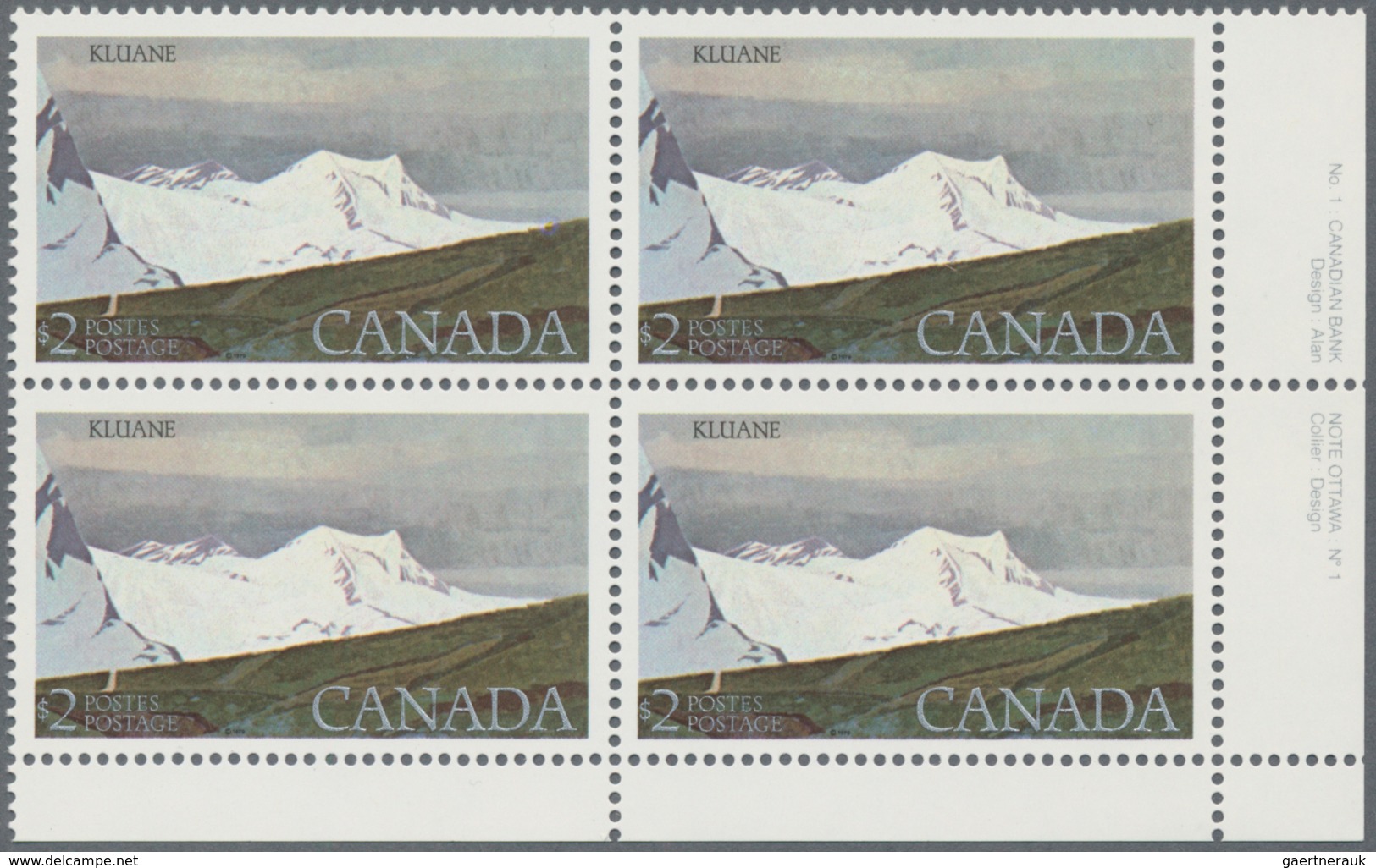 Kanada: 1979, Kluane National Park, Mi.no. 726, 1.582 Copies Of This Issue In Blocks Of Four And She - Sammlungen