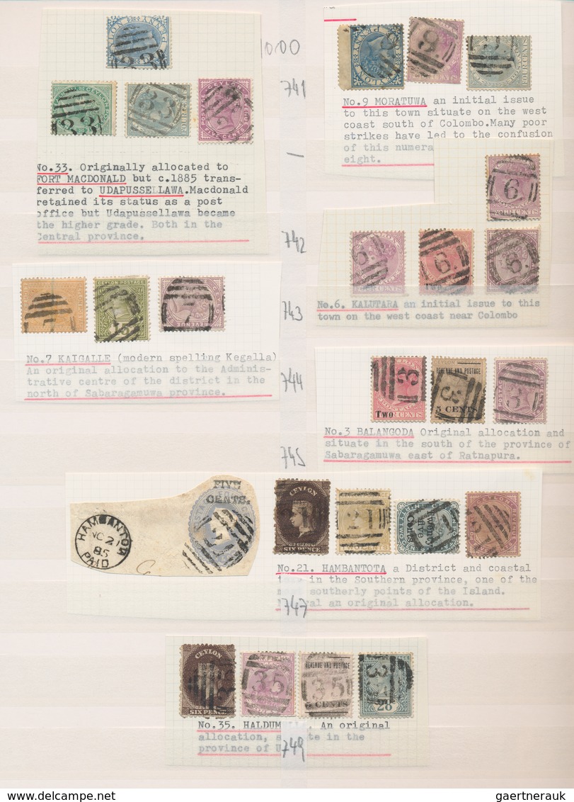 Ceylon / Sri Lanka: 1870/1890 (ca.), THE POSTMARKS OF CEYLON - LETTER AND NUMERAL CANCELLATIONS, Col - Sri Lanka (Ceylan) (1948-...)