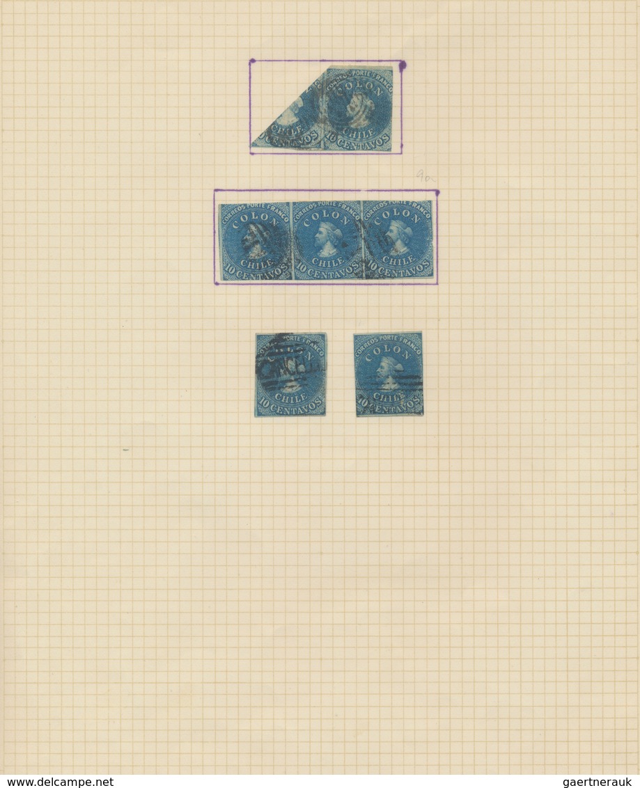 Chile: 1853/1990 (ca.), Used And Mint Collection/accumulation On Leaves/stockpages, Main Value In Pr - Chile