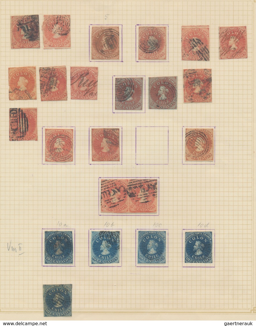 Chile: 1853/1990 (ca.), Used And Mint Collection/accumulation On Leaves/stockpages, Main Value In Pr - Cile