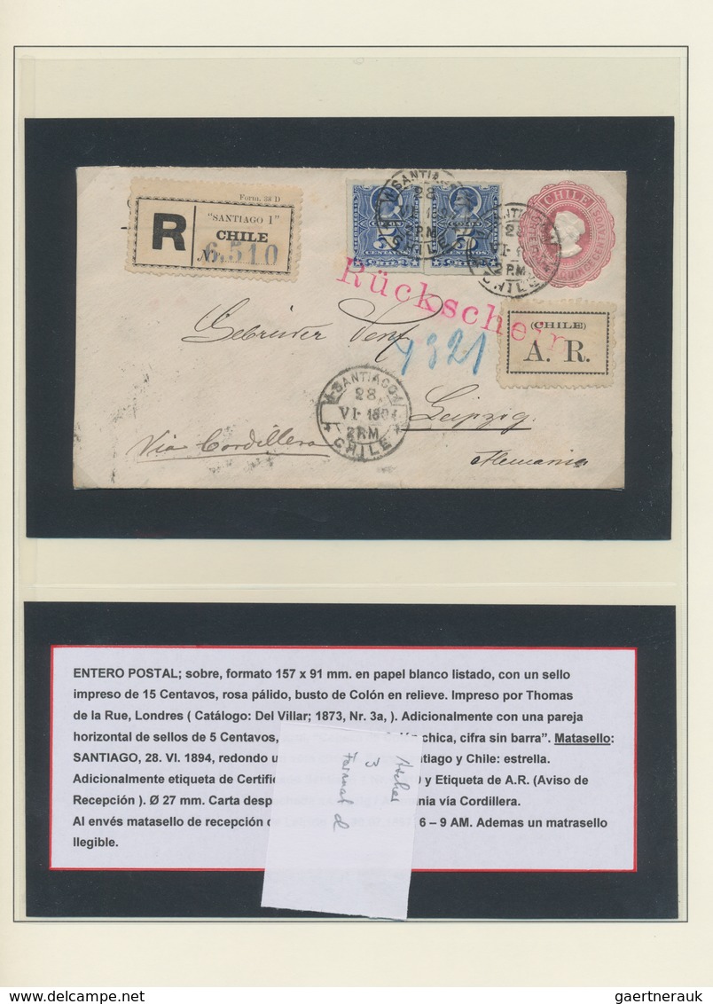 Chile: 1891/1900, Specialised Collection Of Apprx. 111 Covers/cards/uprated Stationeries, All Of The - Chile