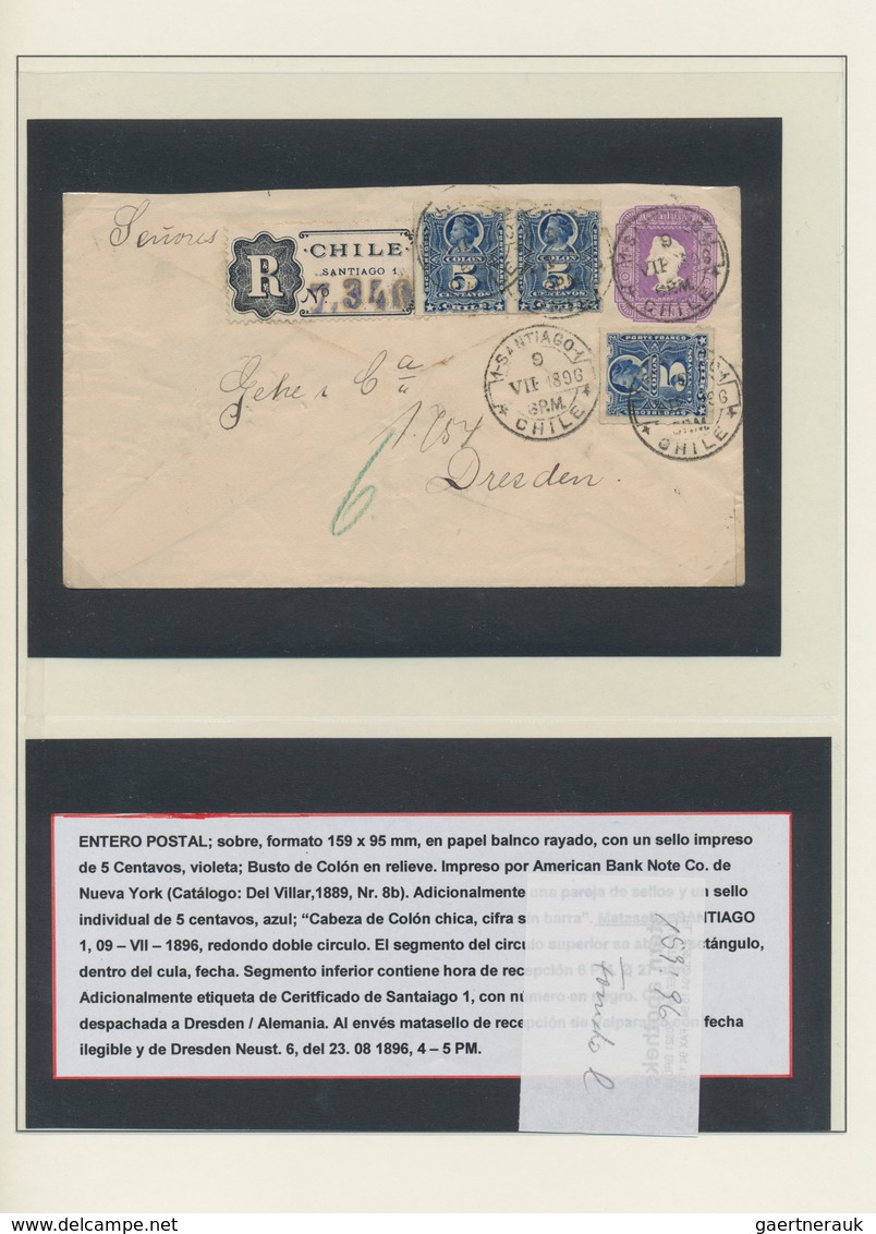 Chile: 1891/1900, specialised collection of apprx. 111 covers/cards/uprated stationeries, all of the