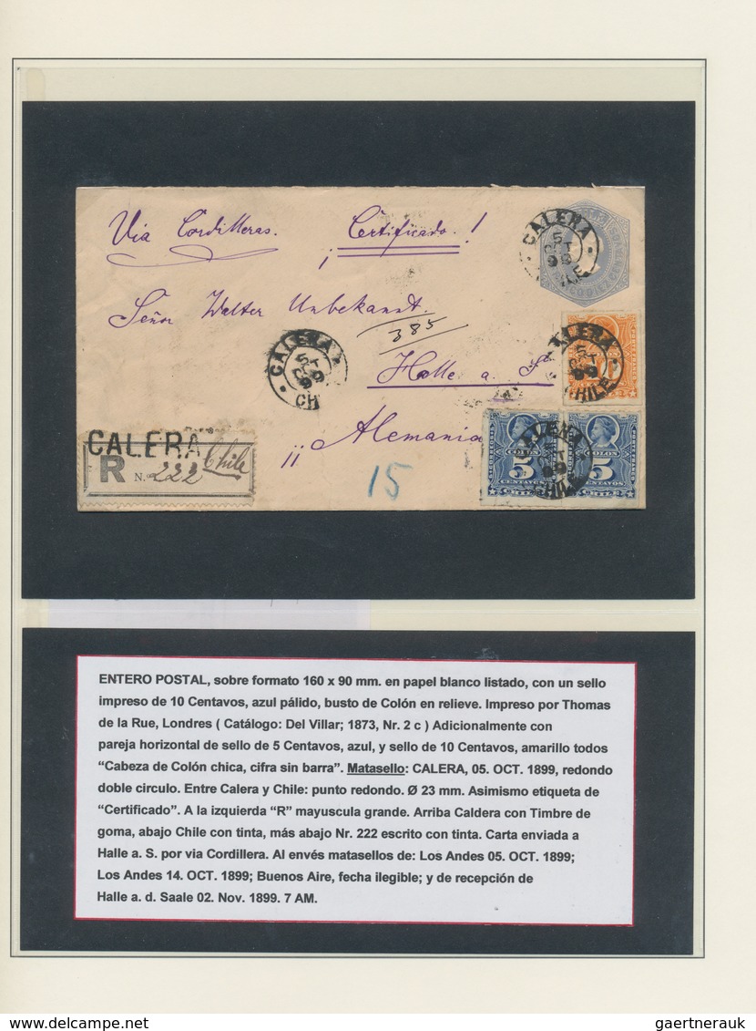 Chile: 1891/1900, specialised collection of apprx. 111 covers/cards/uprated stationeries, all of the