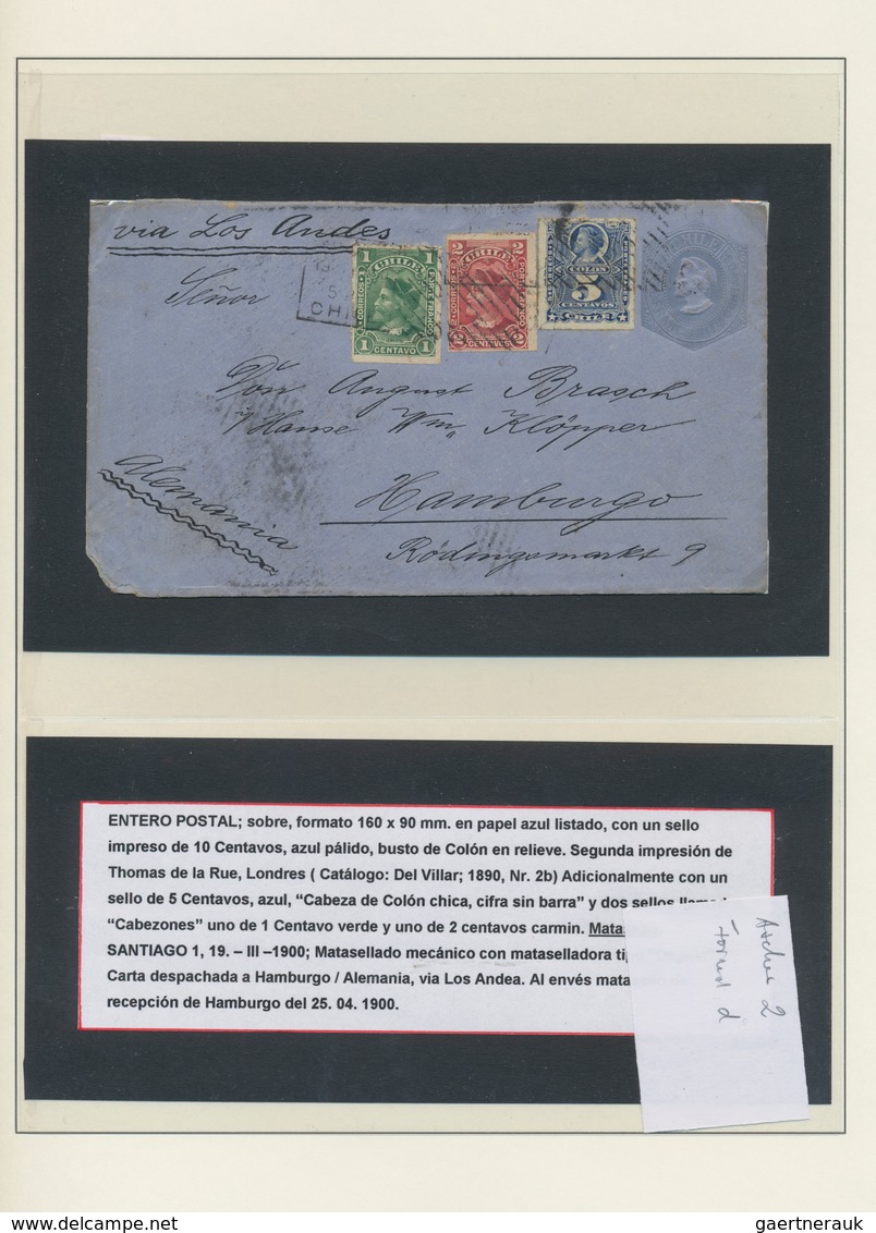 Chile: 1891/1900, specialised collection of apprx. 111 covers/cards/uprated stationeries, all of the