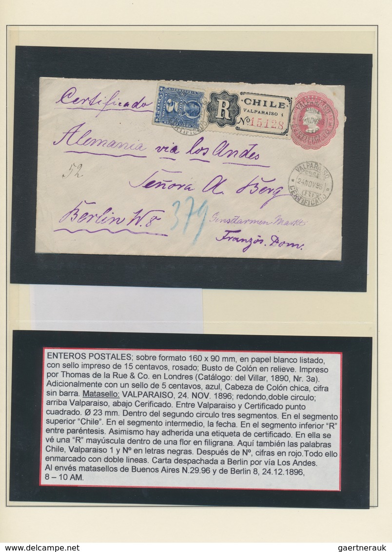 Chile: 1891/1900, specialised collection of apprx. 111 covers/cards/uprated stationeries, all of the