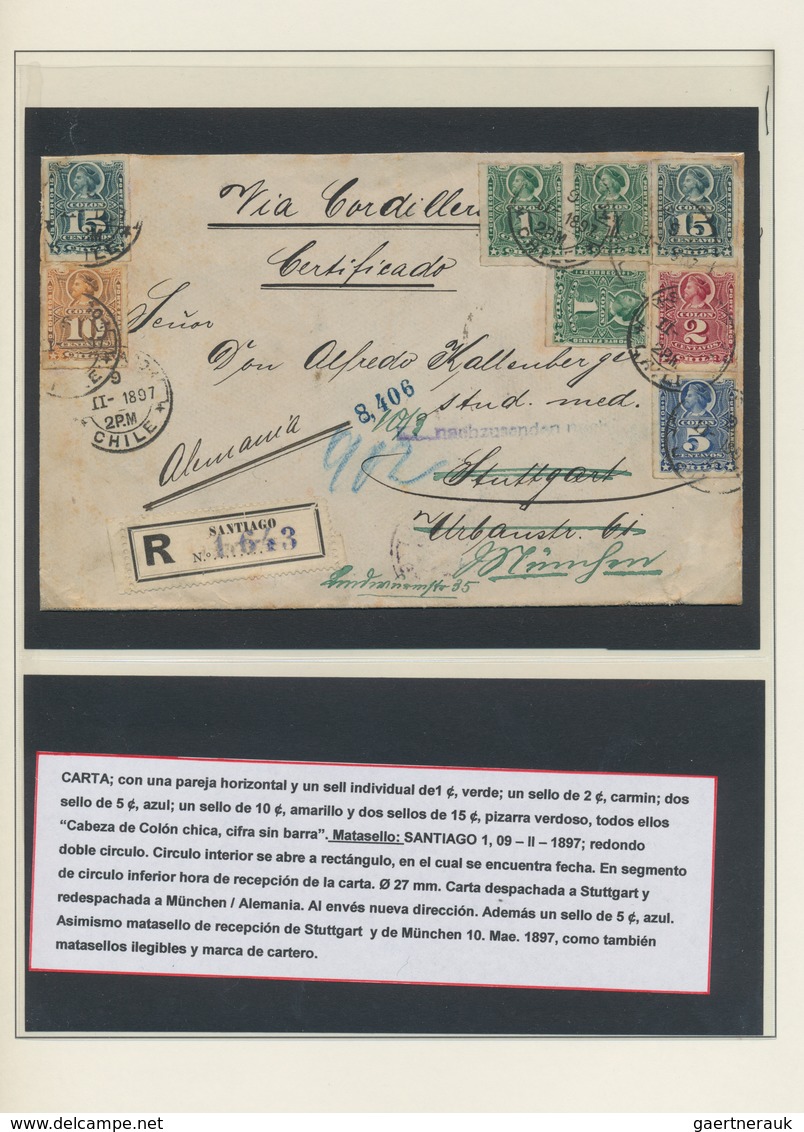 Chile: 1891/1900, specialised collection of apprx. 111 covers/cards/uprated stationeries, all of the