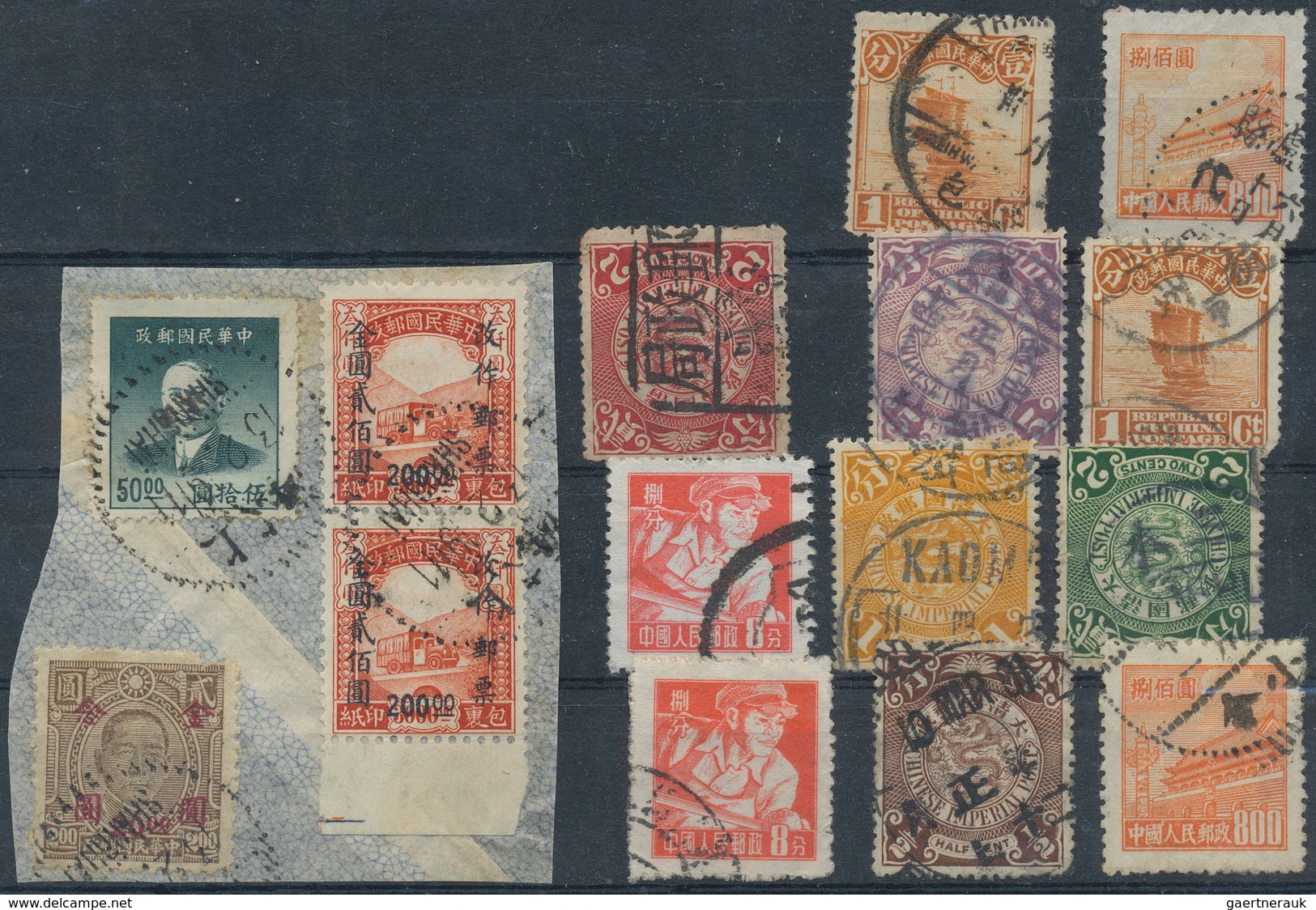 China: 1890/49 (ca.), Collection Of Postal History Material And Stamps On Stock Cards, Partly With S - 1912-1949 Republik