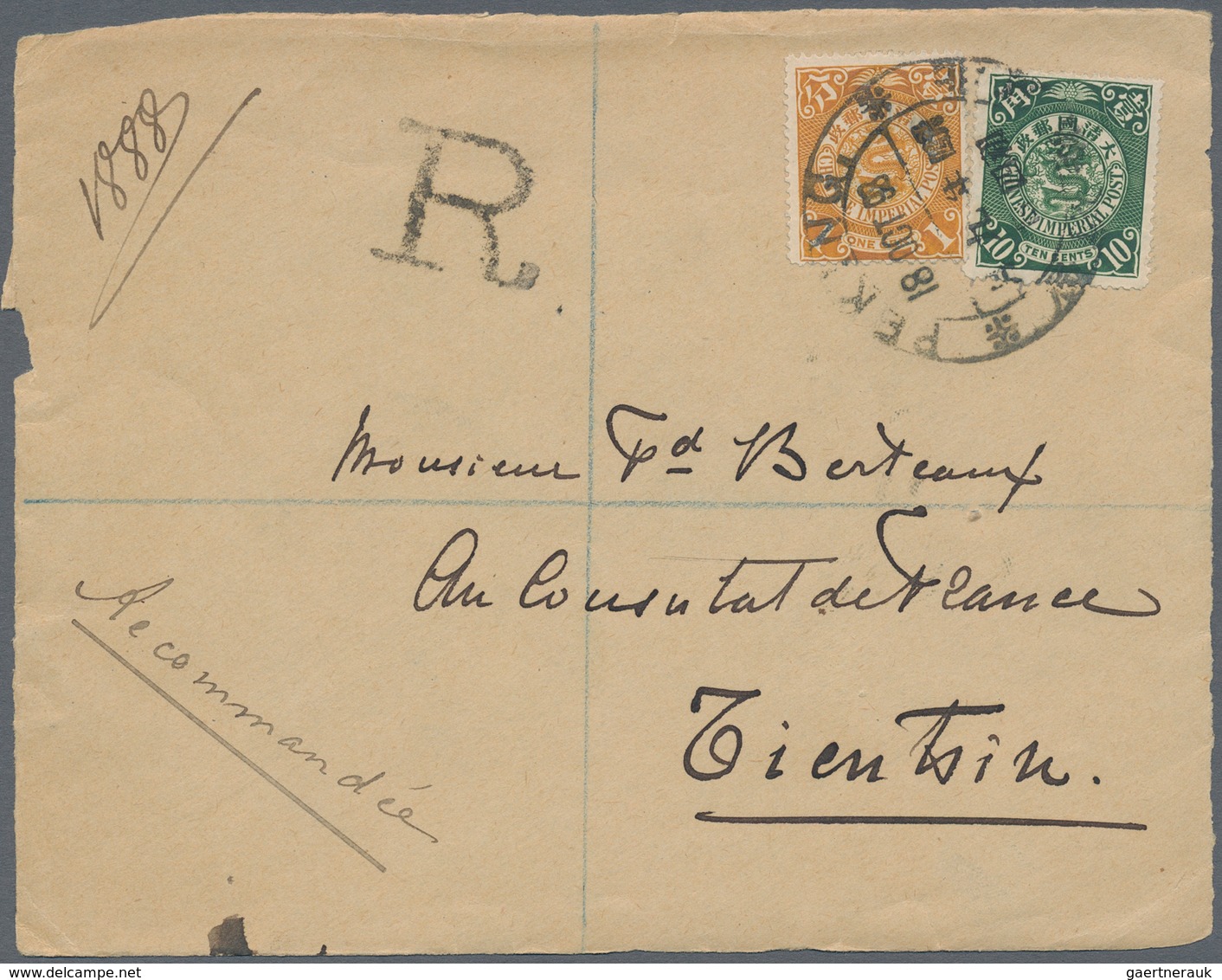 China: 1898, Coiling Dragons, Four Inland Registered FRONT Covers Peking-Tientsin (large Dollar), Pe - 1912-1949 República