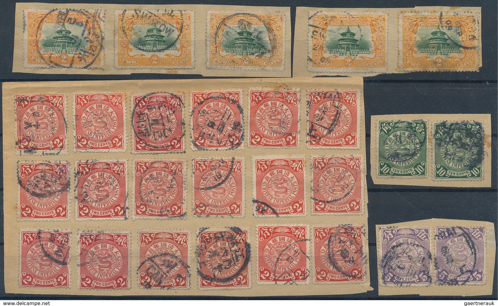 China: 1898/1909, Coiling Dragons Used Up To 10 C., Mostly 2 C. Carmine Or 2 C. Green, 300+ Copies O - 1912-1949 Republik