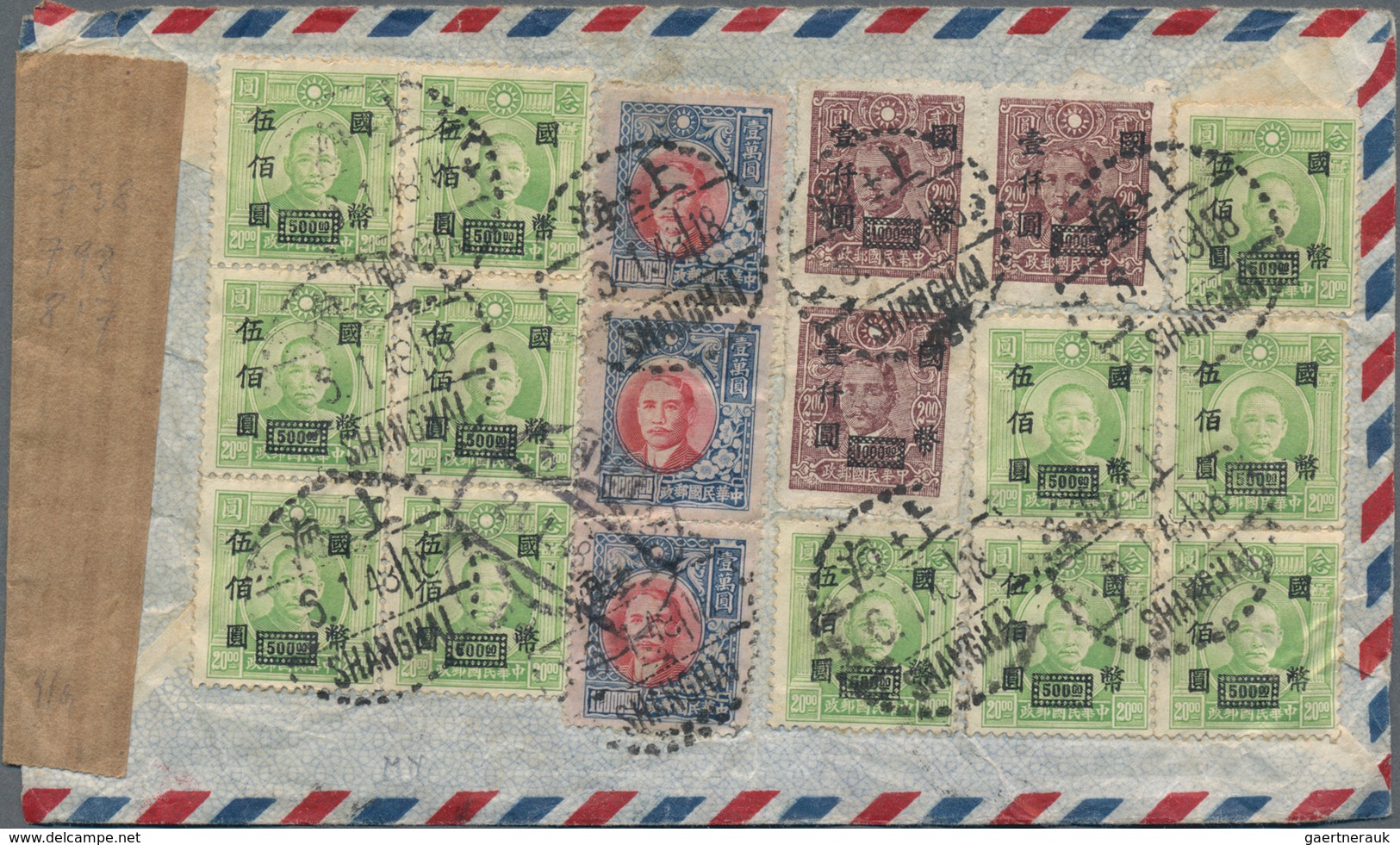 China: 1907/1949, Group Of Five Covers/cards To Austria, Three Censored Airmail Covers, One Register - 1912-1949 Republic