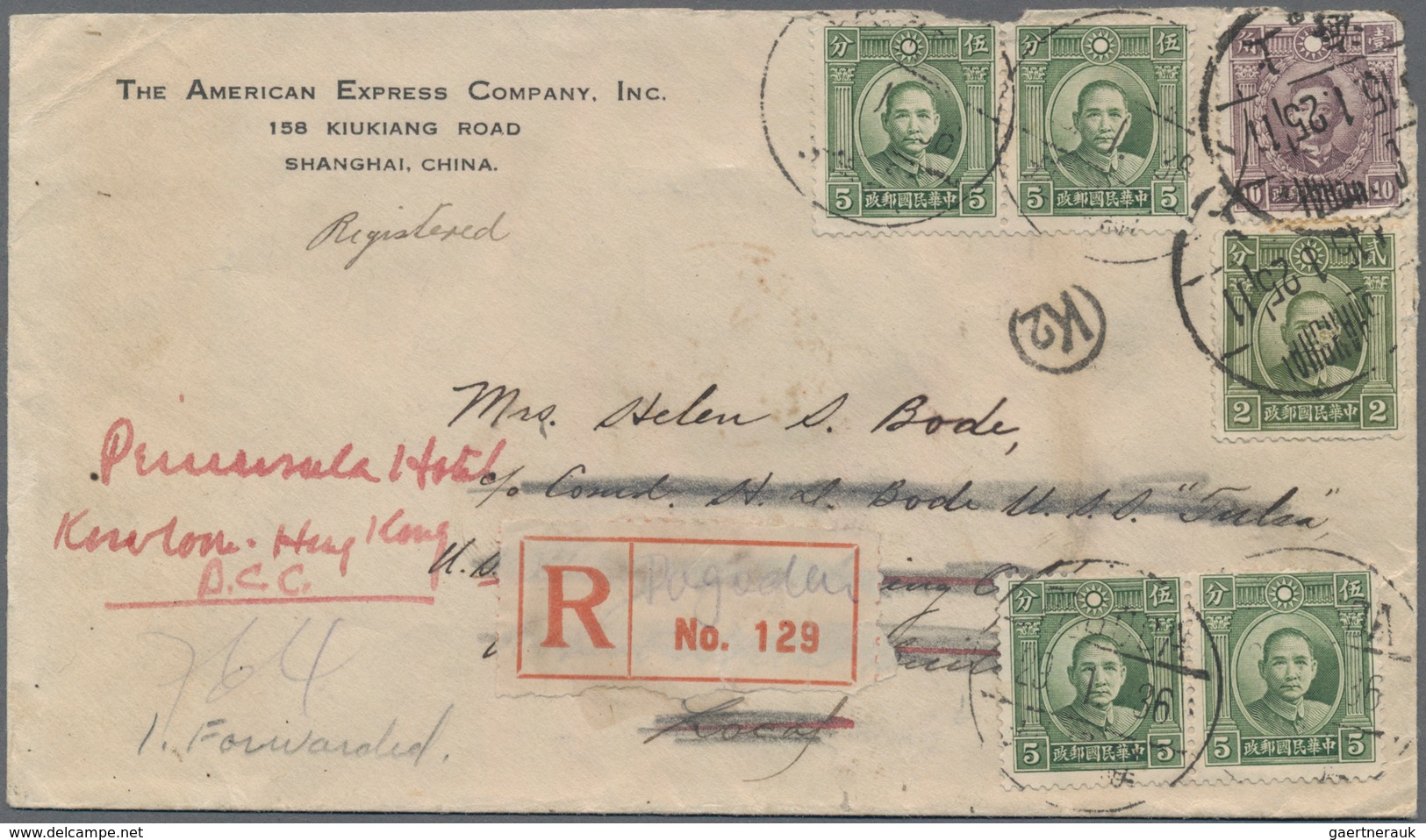 China: 1915/48, Covers (9), Used Ppc (4), Front Covers (2) Inc. Registration And Airmail, With A Cov - 1912-1949 República