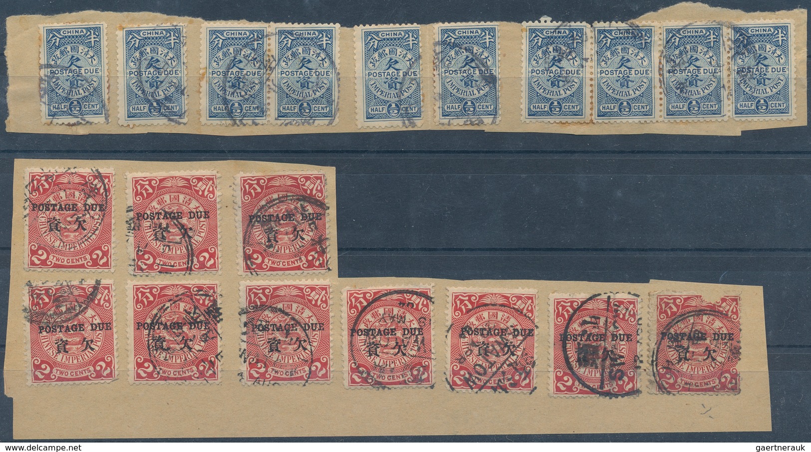 China - Portomarken: 1904, Postage Dues Used 2 C. Red (10); Blue 1/2 C. (44), 1 C. (109), 2 C. (74), - 1912-1949 Republik