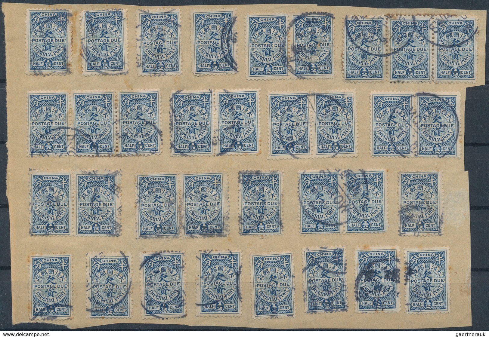 China - Portomarken: 1904, Postage Dues Used 2 C. Red (10); Blue 1/2 C. (44), 1 C. (109), 2 C. (74), - 1912-1949 República