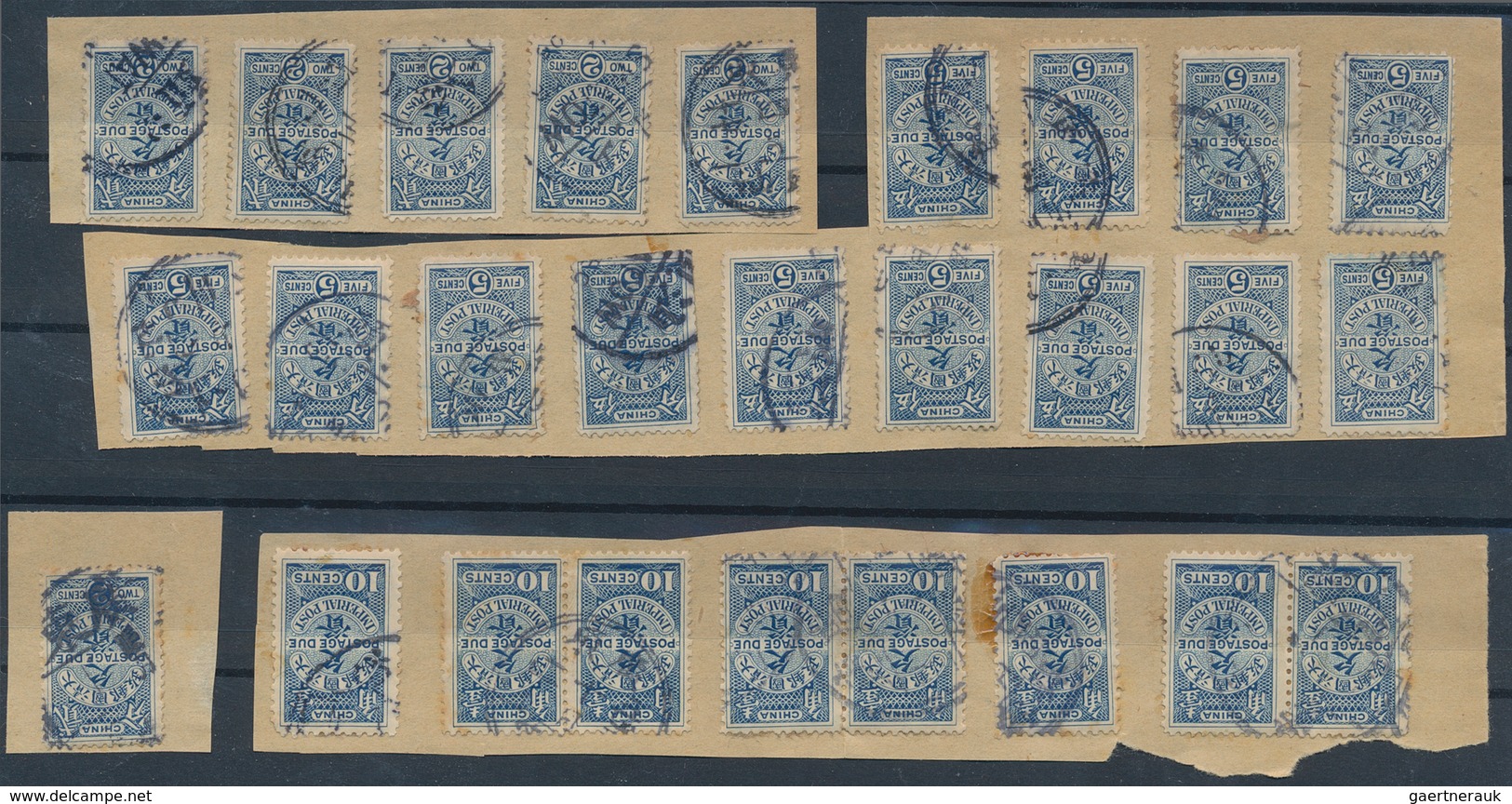 China - Portomarken: 1904, Postage Dues Used 2 C. Red (10); Blue 1/2 C. (44), 1 C. (109), 2 C. (74), - 1912-1949 Republic