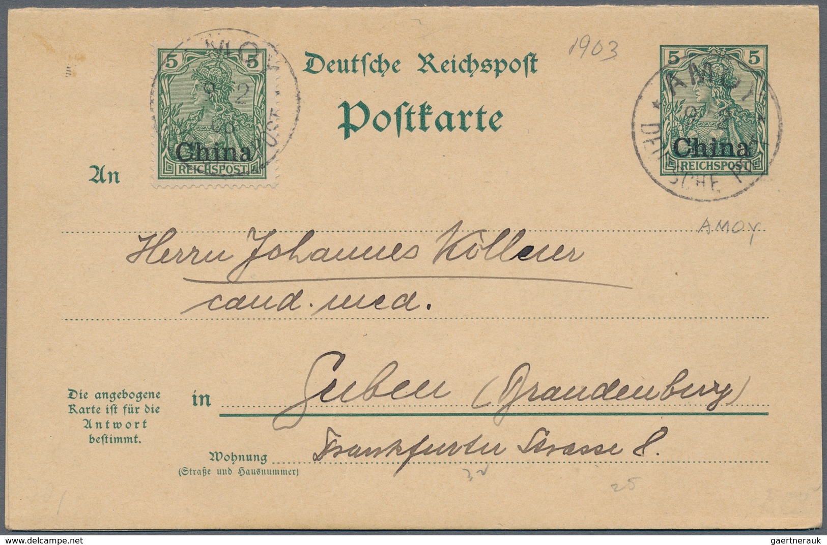 China - Fremde Postanstalten / Foreign Offices: Germany, 1900/06 (ca.), Used Stationery Inc. Double - Sonstige & Ohne Zuordnung