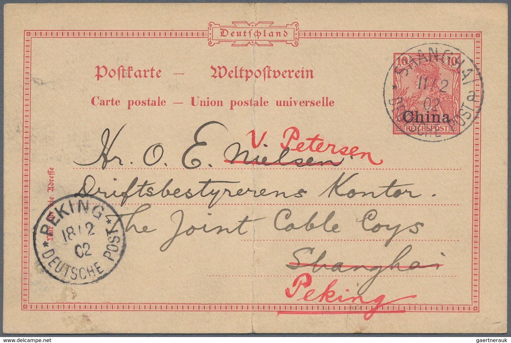 China - Fremde Postanstalten / Foreign Offices: Germany, 1900/06 (ca.), Used Stationery Inc. Double - Sonstige & Ohne Zuordnung