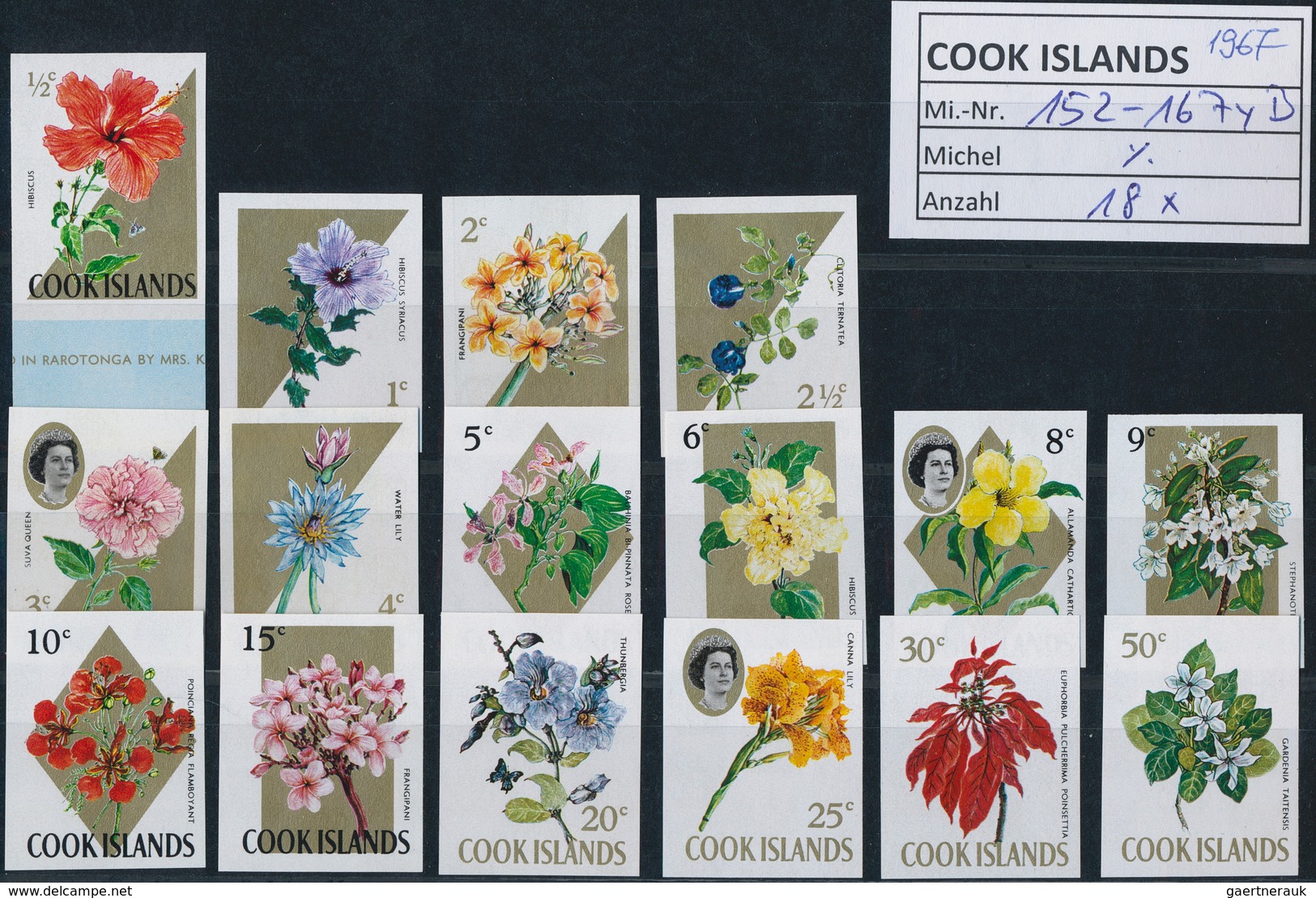 Cook-Inseln: 1967/1989. Lot Of 6,029 IMPERFORATE (instead Of Perforated) Stamps Inclusive Souvenir A - Islas Cook