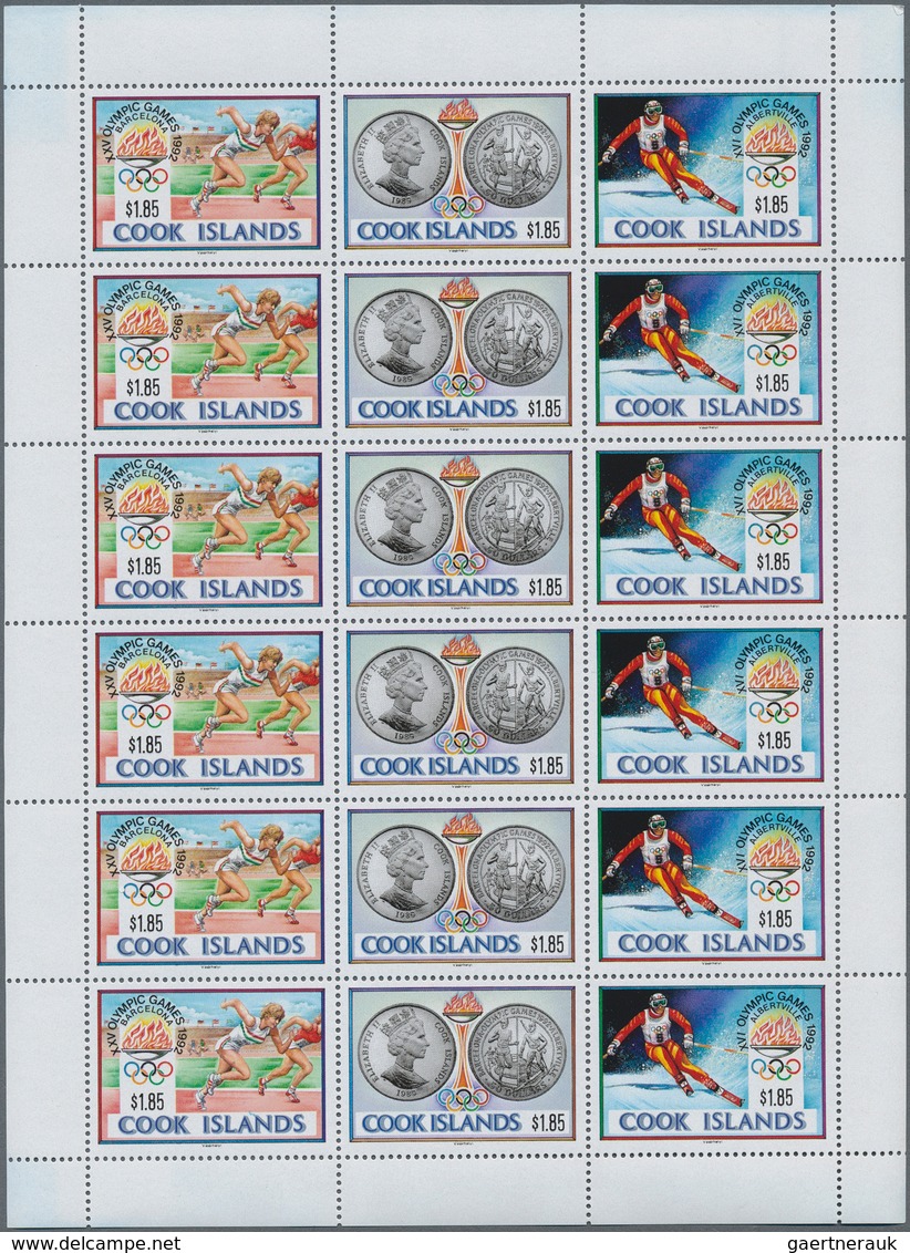Cook-Inseln: 1990, Olympic Games 1992, 1.000 Se-tenant Strips Of Three (=1.000 Complete Sets) Within - Cook Islands